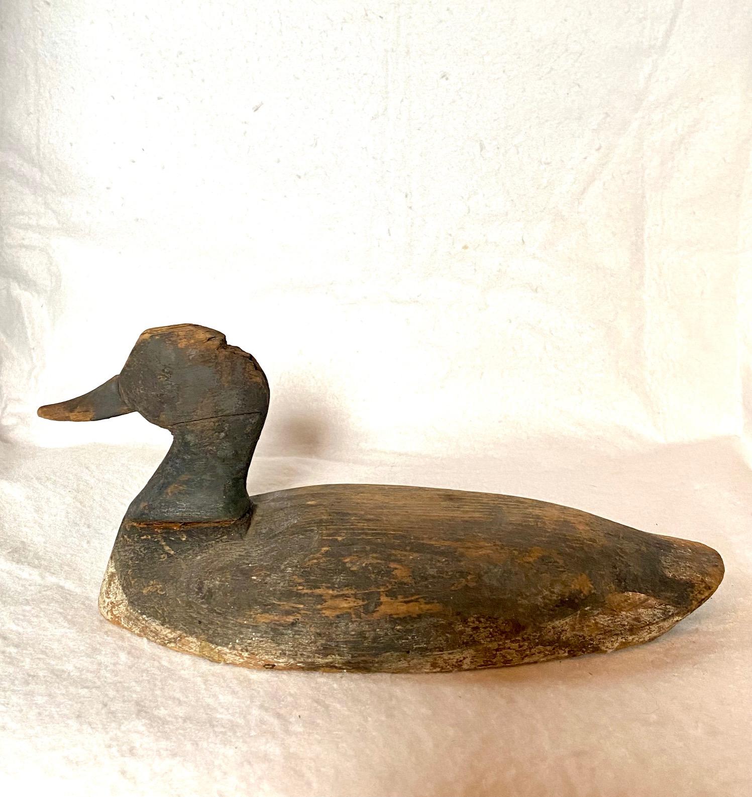 Early 20th Century Early Chesapeake Bay Scaup Drake Sink Box Wing Decoy, Possibly by Ira Hudson