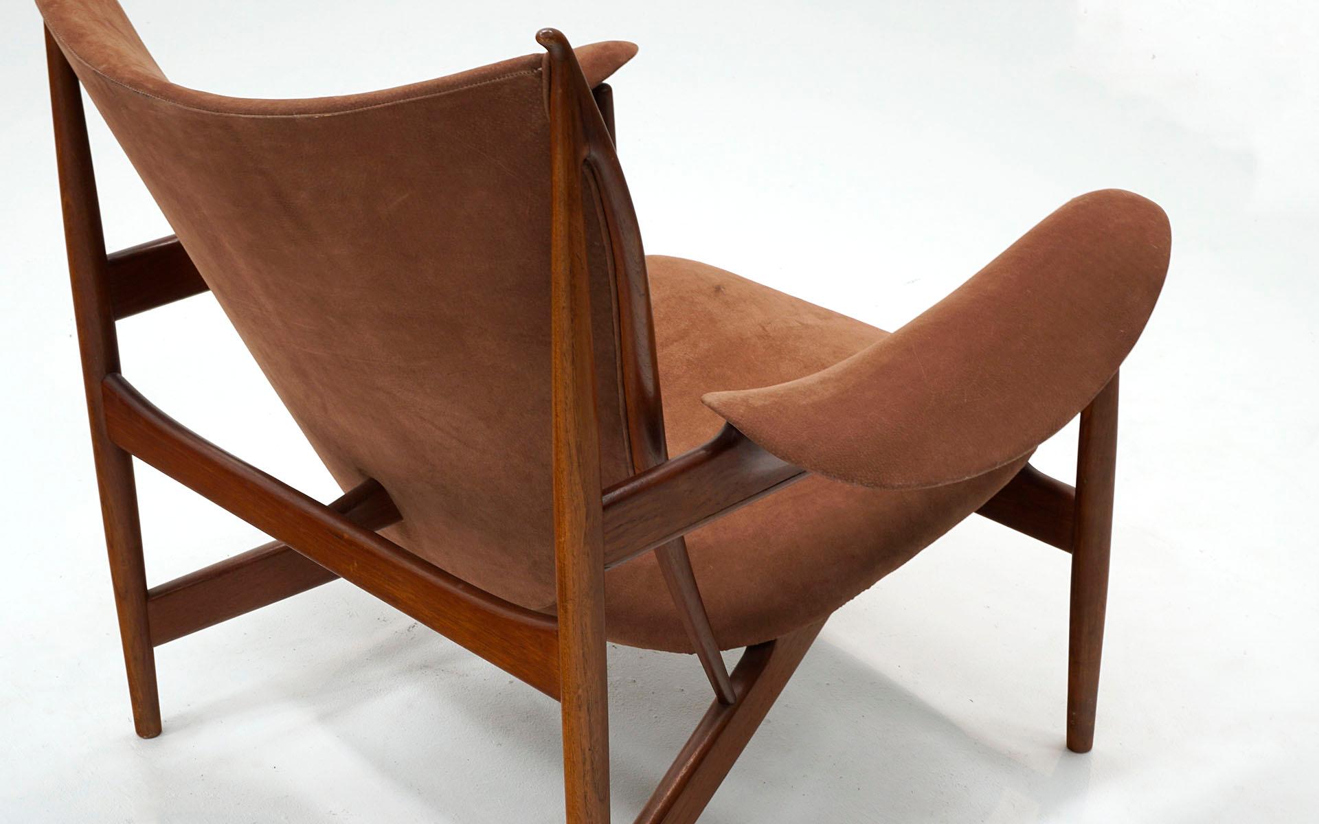 Early Chieftain Chair by Finn Juhl for Niels Vodder Teak and Suede, Signed 4