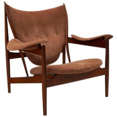 Early Chieftain Chair by Finn Juhl for Niels Vodder Teak and Suede, Signed