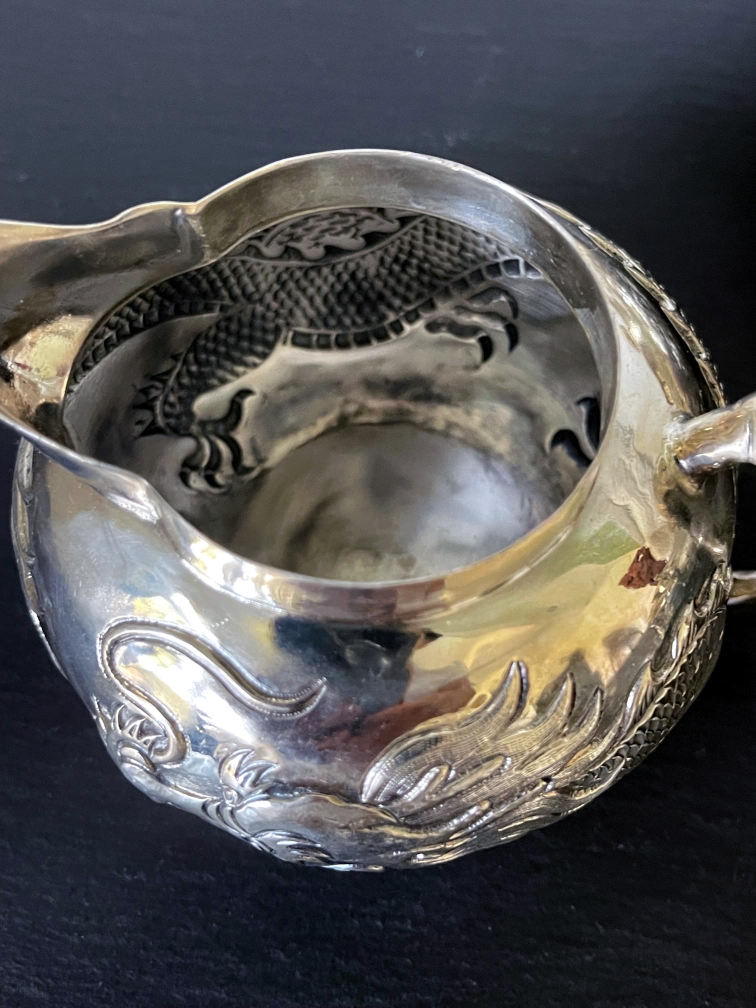 Early Chinese Export Silver Tea Service by Cutshing For Sale 7