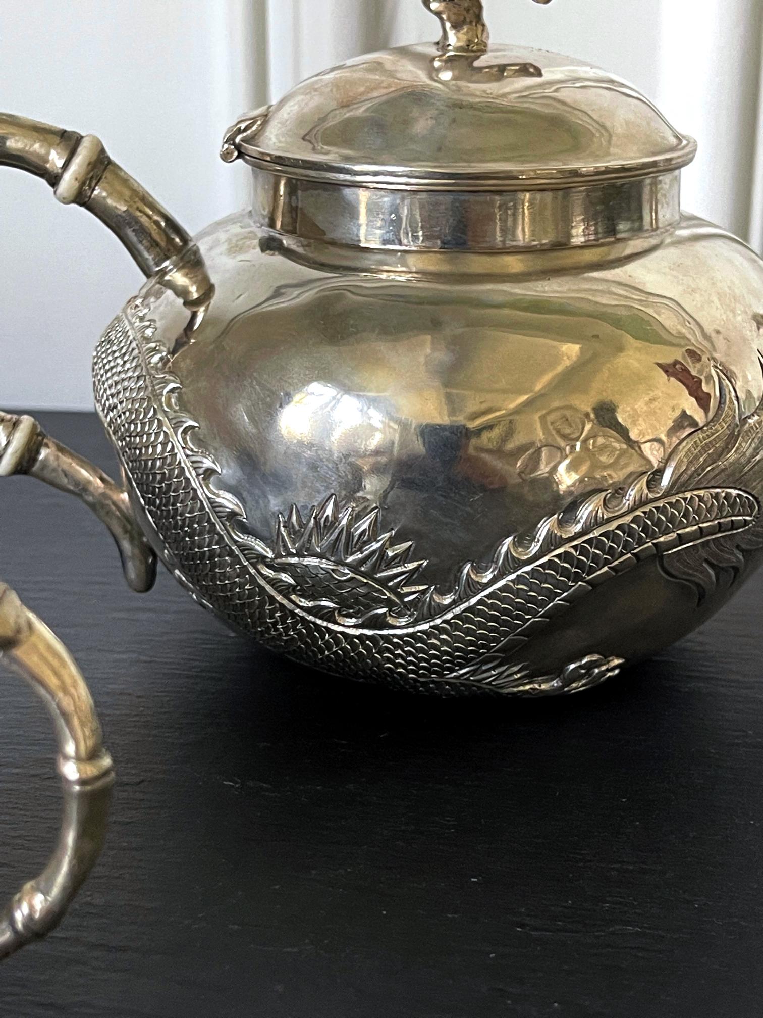 Early Chinese Export Silver Tea Service by Cutshing For Sale 2