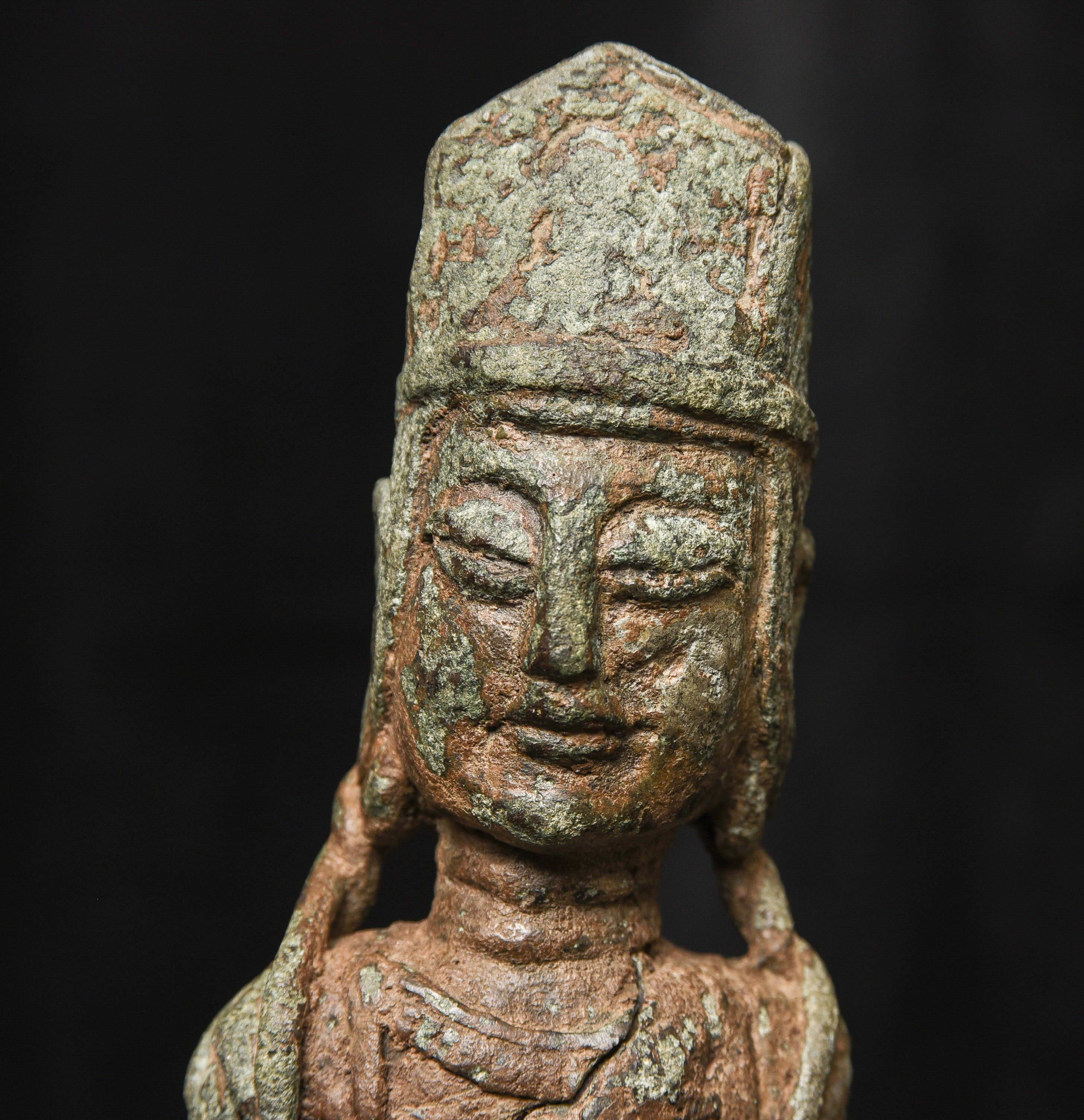 Early Chinese/Silk Road, Bronze Buddha/Bodhisattva Bust-Possibly 10thC or e 9687 For Sale 2
