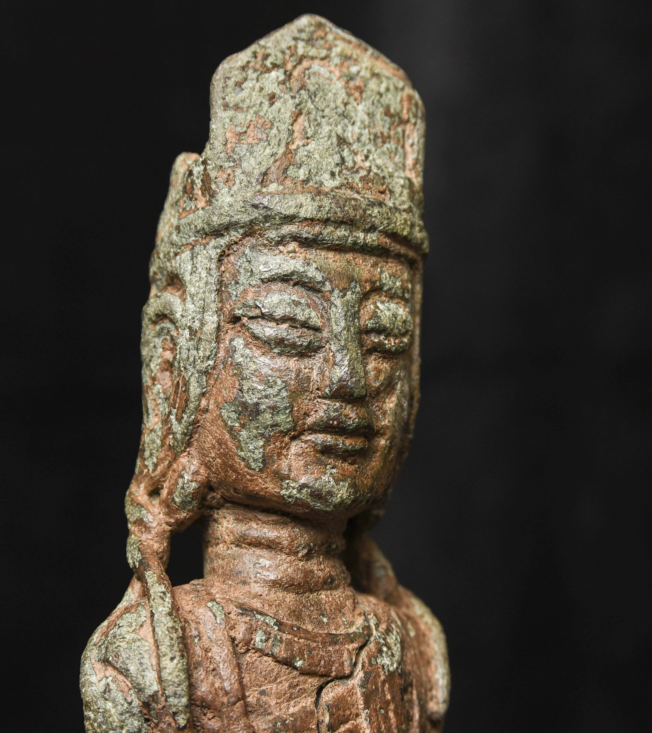 Early Chinese/Silk Road, Bronze Buddha/Bodhisattva Bust-Possibly 10thC or e 9687 For Sale 3