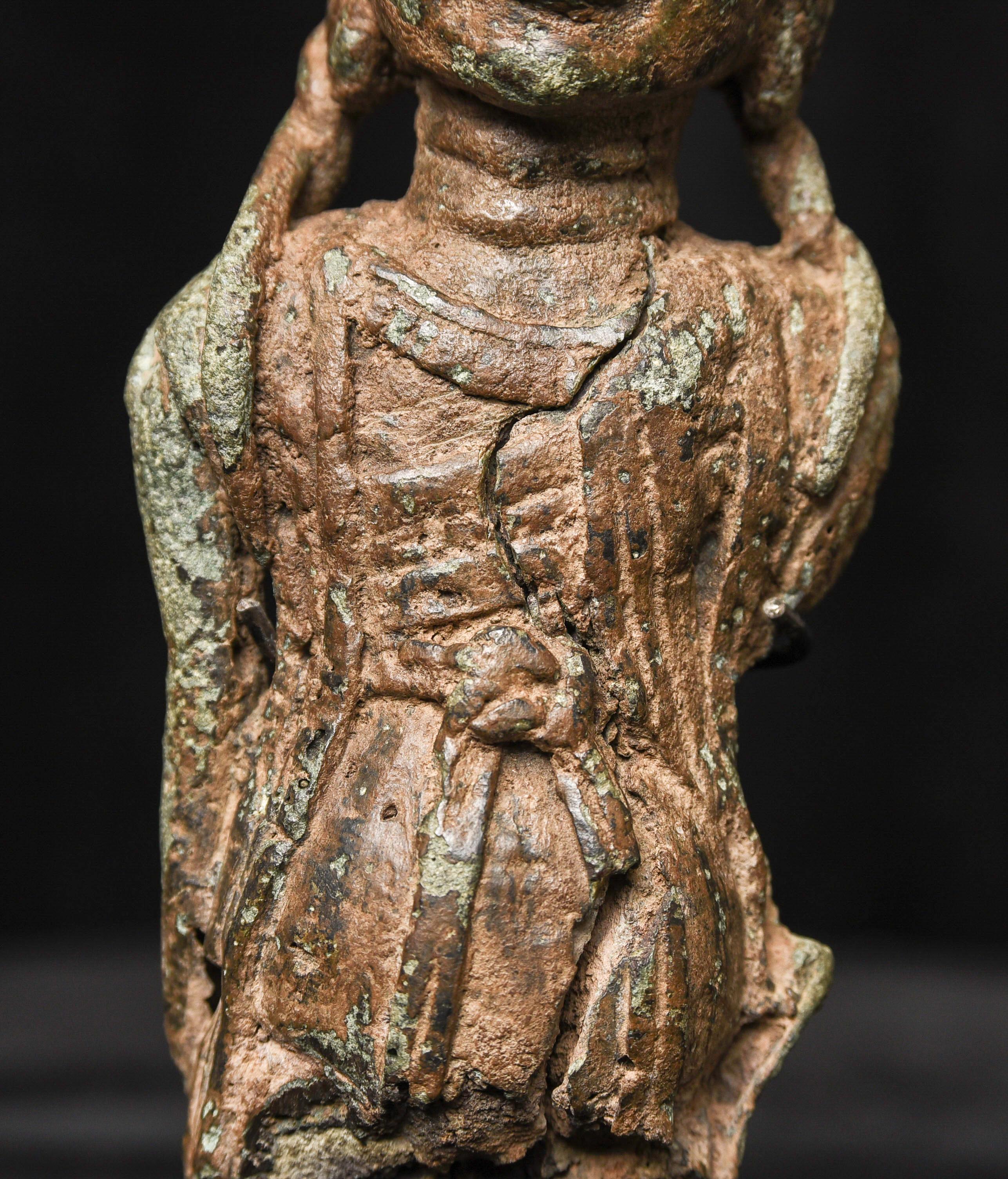 Early Chinese/Silk Road, Bronze Buddha/Bodhisattva Bust-Possibly 10thC or e 9687 For Sale 5