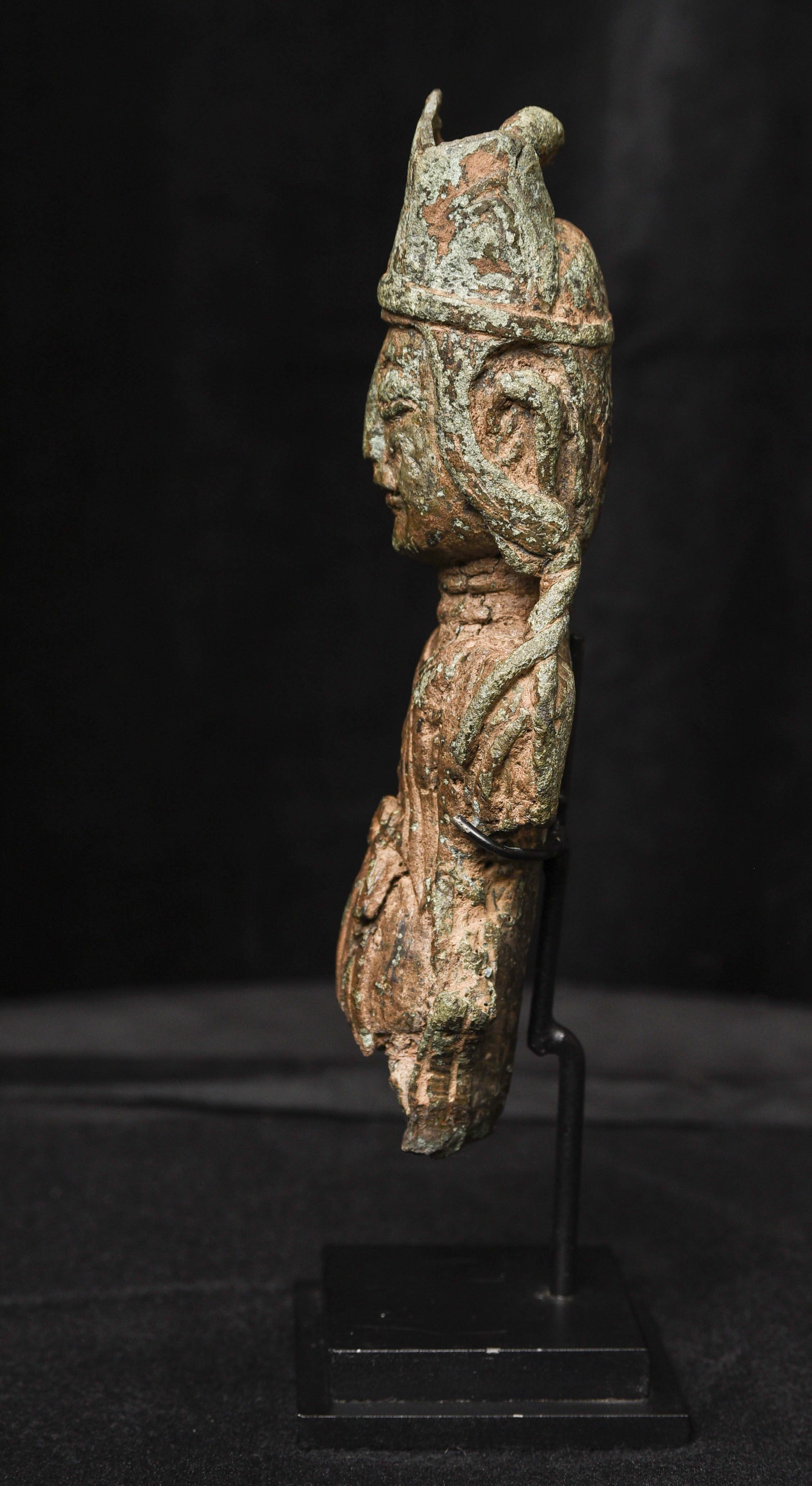 Early Chinese/Silk Road, Bronze Buddha/Bodhisattva Bust-Possibly 10thC or e 9687 For Sale 1