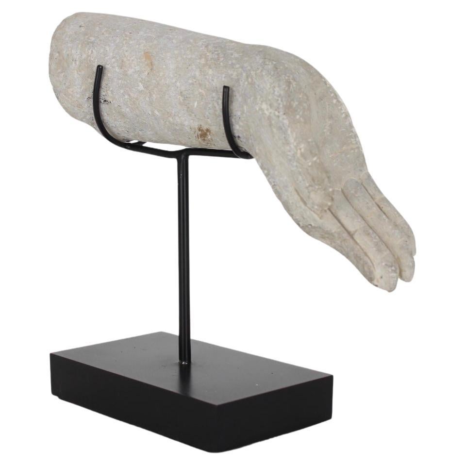 Early Chinese Stone Budha Hand Fragment For Sale