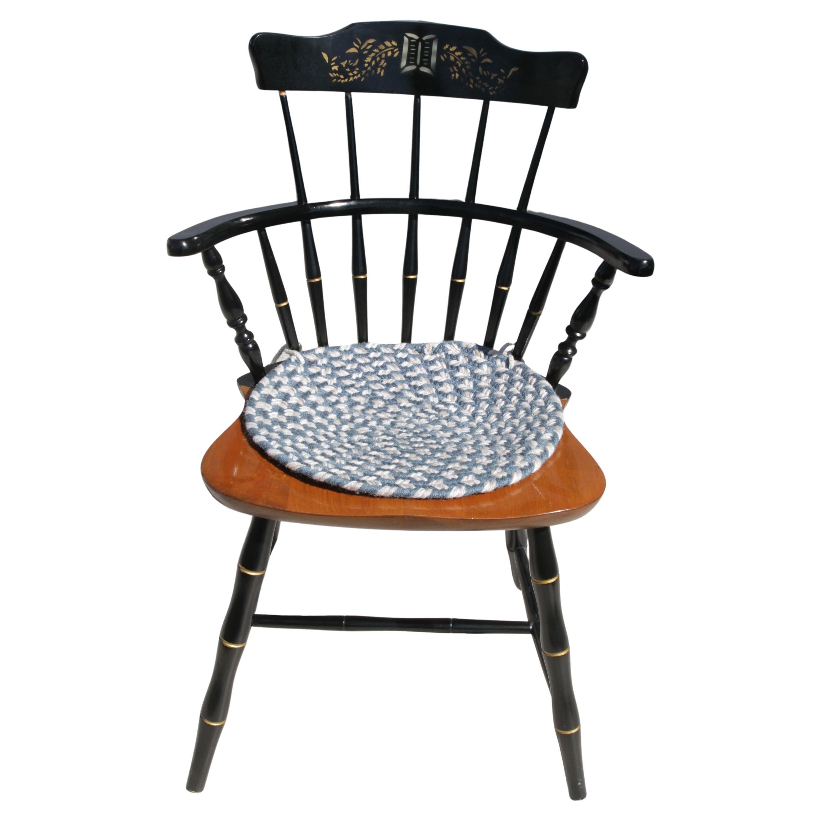 Nicholas and Stone Black Lacquered Hand Painted Windsor Chair
