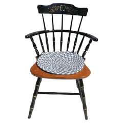 Antique Nicholas and Stone Black Lacquered Hand Painted Windsor Chair