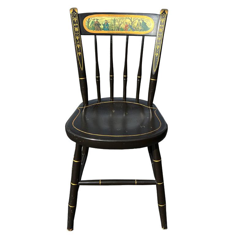 Metal Early Chinoiserie Japanned Leather Top Desk and Chair Set - Nichols and Stone For Sale