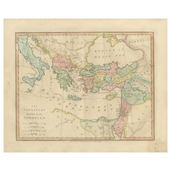 Early Christian World Biblical Map — Travels of the Apostles, Antique, 1798