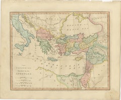 Early Christian World Biblical Map — Travels of the Apostles, Antique, 1798