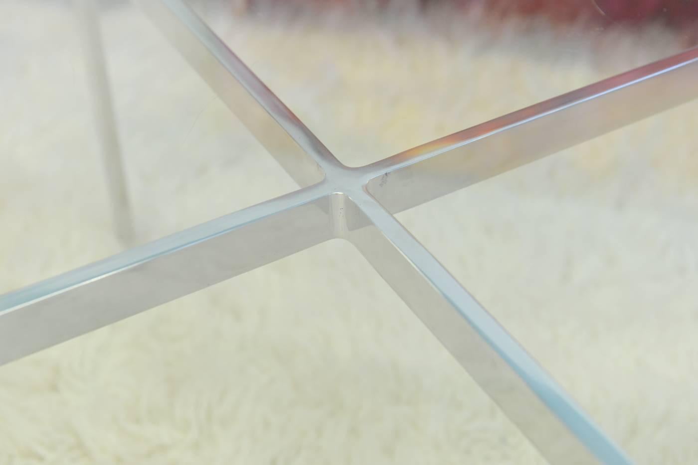 American Early Chrome and Glass Coffee Table by Mies Van Der Rohe for Knoll, circa 1968