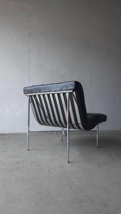 Early Chrome and Leather New York Lounge Chair by Laverne