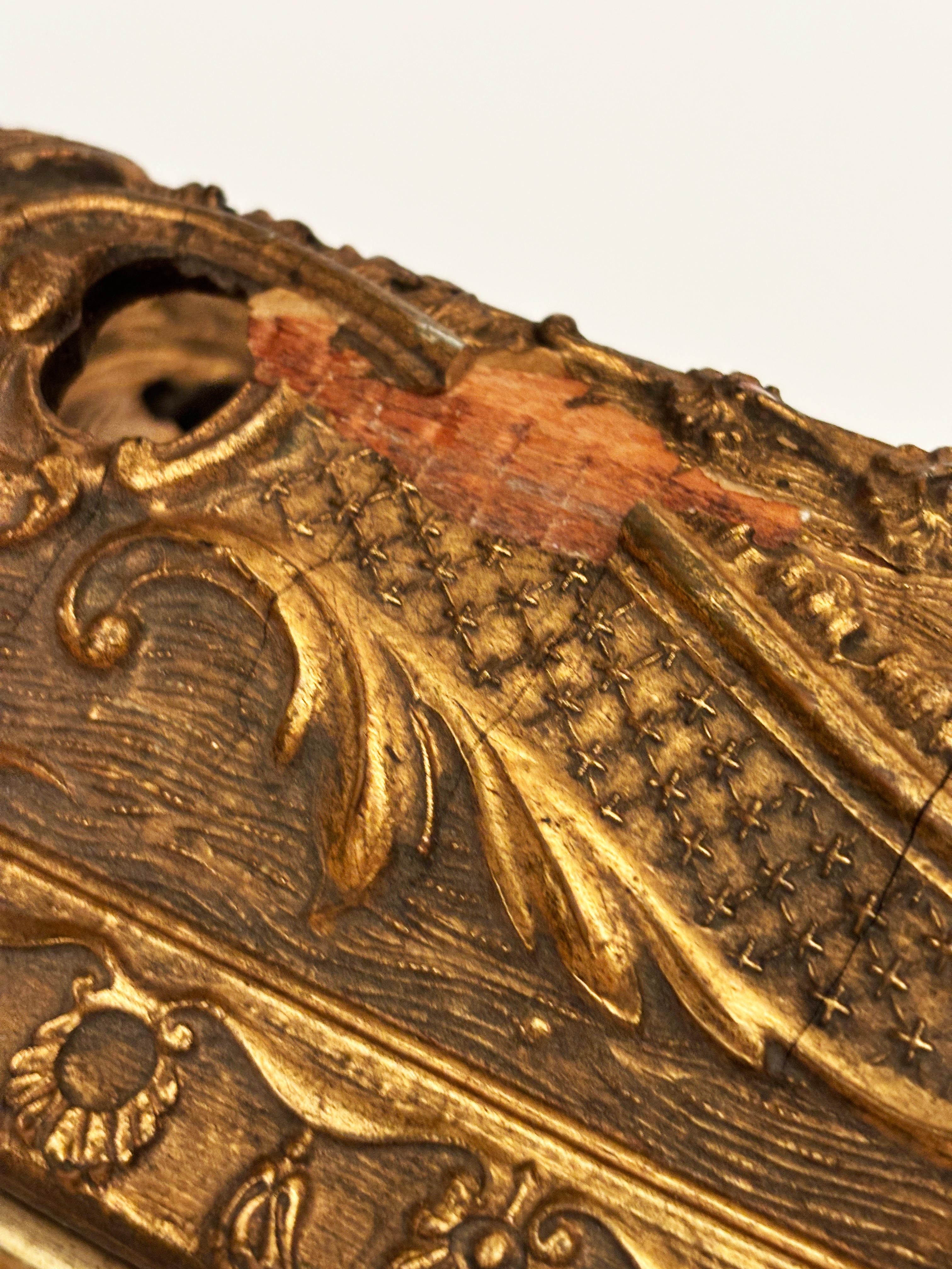 Early circa 19th Century Hand-carved Wooden Two Tier Continuous Frame For Sale 3