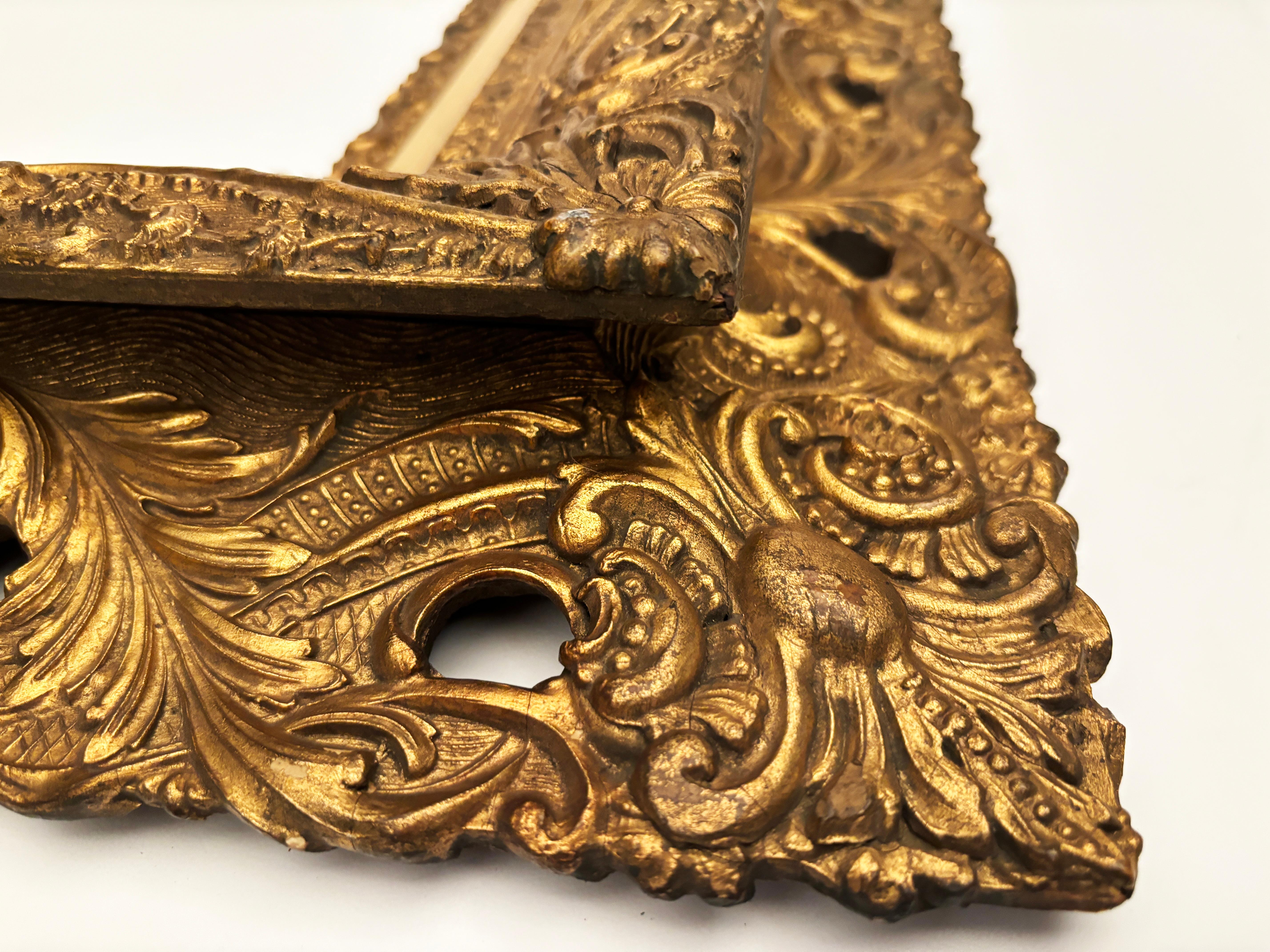 Early circa 19th Century Hand-carved Wooden Two Tier Continuous Frame For Sale 7