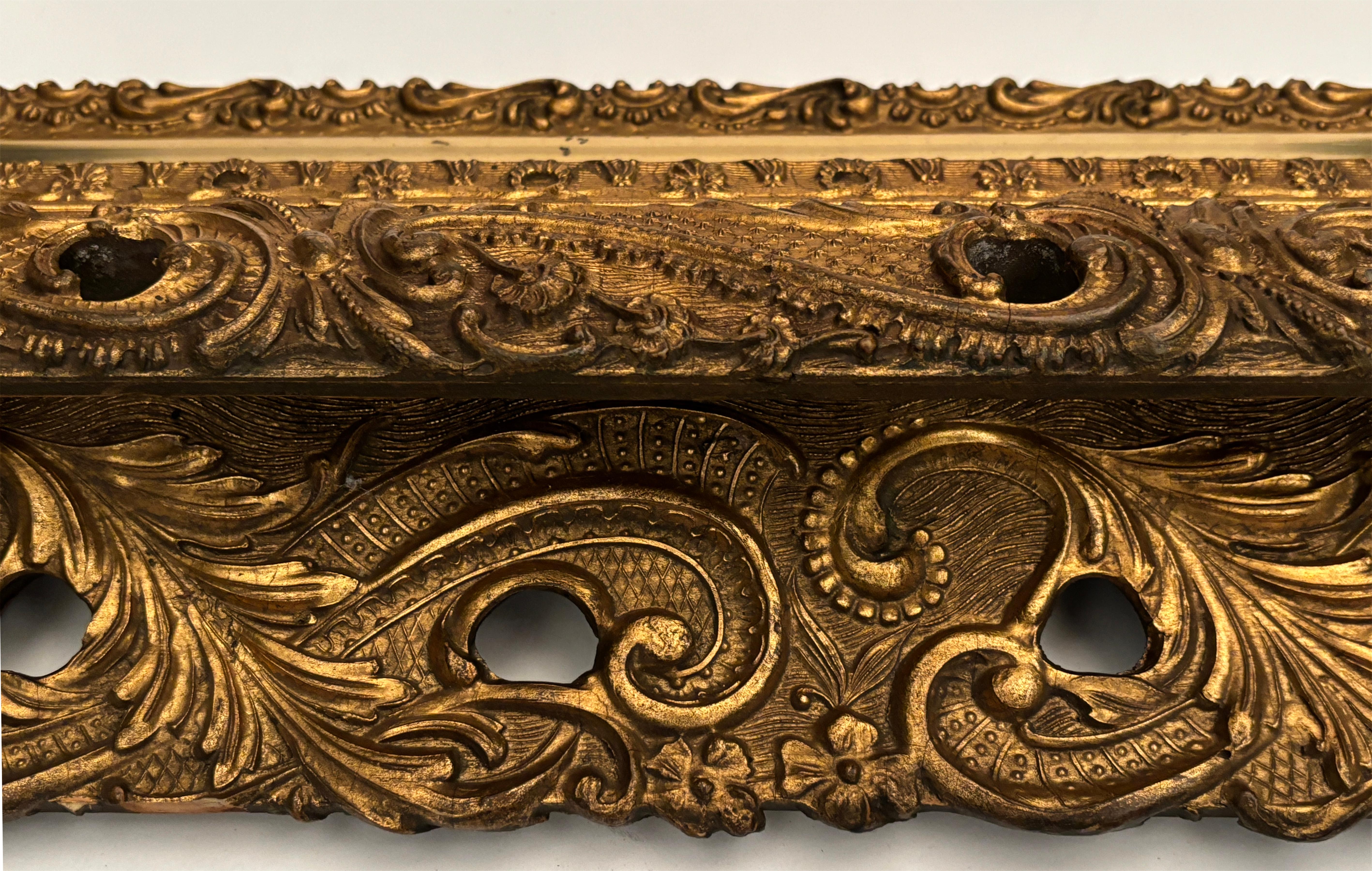 Early circa 19th Century Hand-carved Wooden Two Tier Continuous Frame For Sale 8