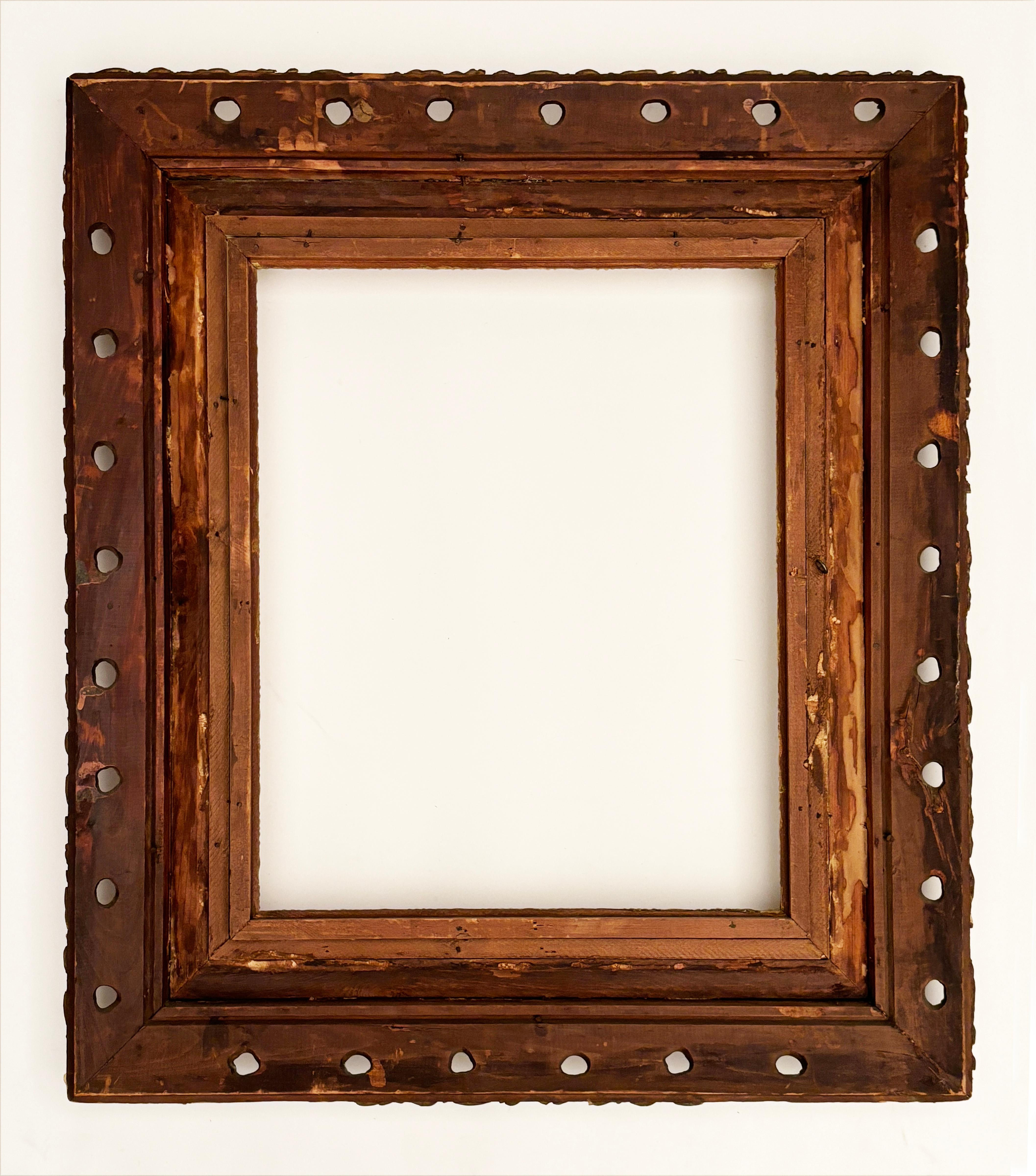 Early circa 19th Century Hand-carved Wooden Two Tier Continuous Frame For Sale 10