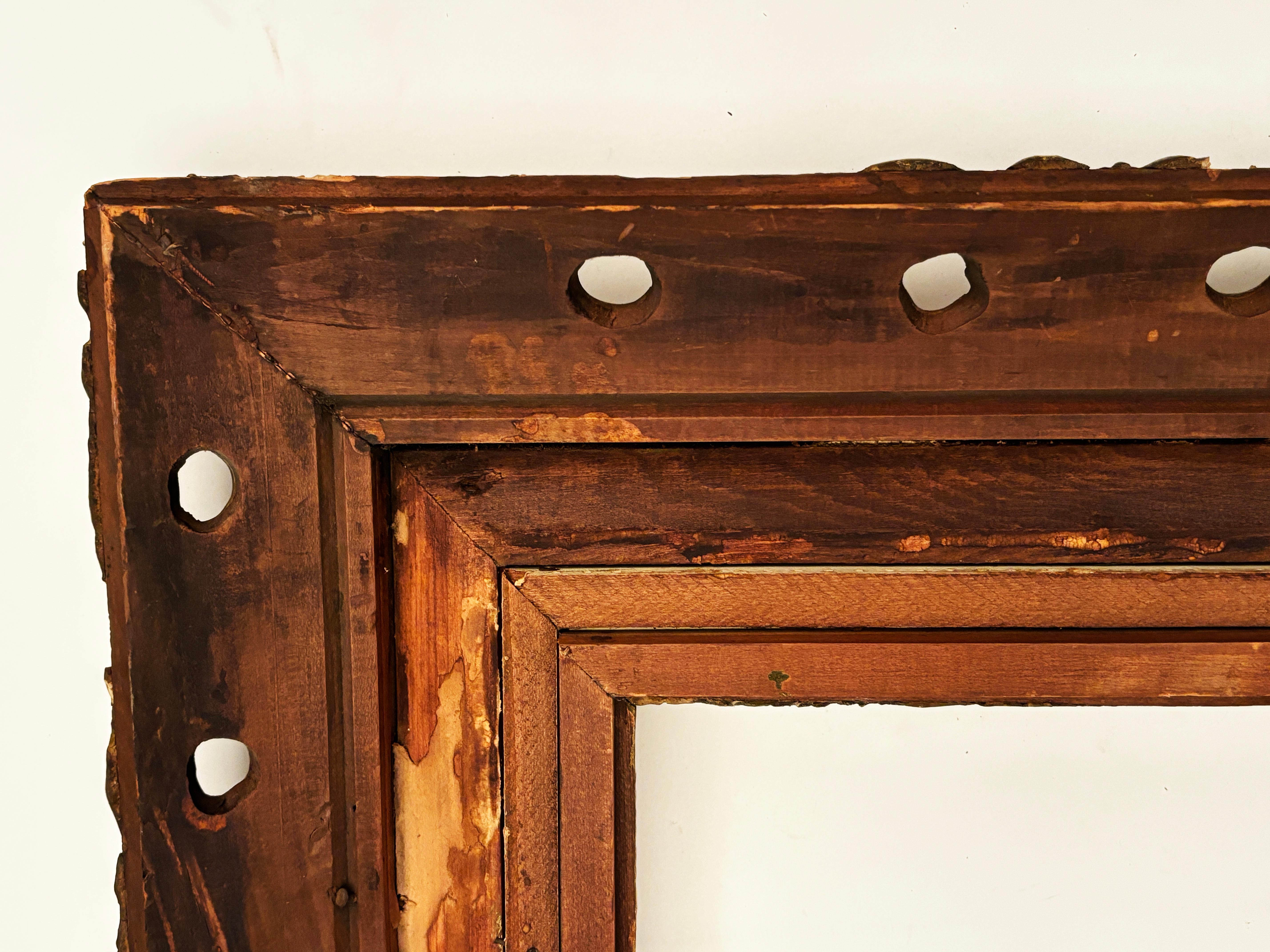 Early circa 19th Century Hand-carved Wooden Two Tier Continuous Frame For Sale 11