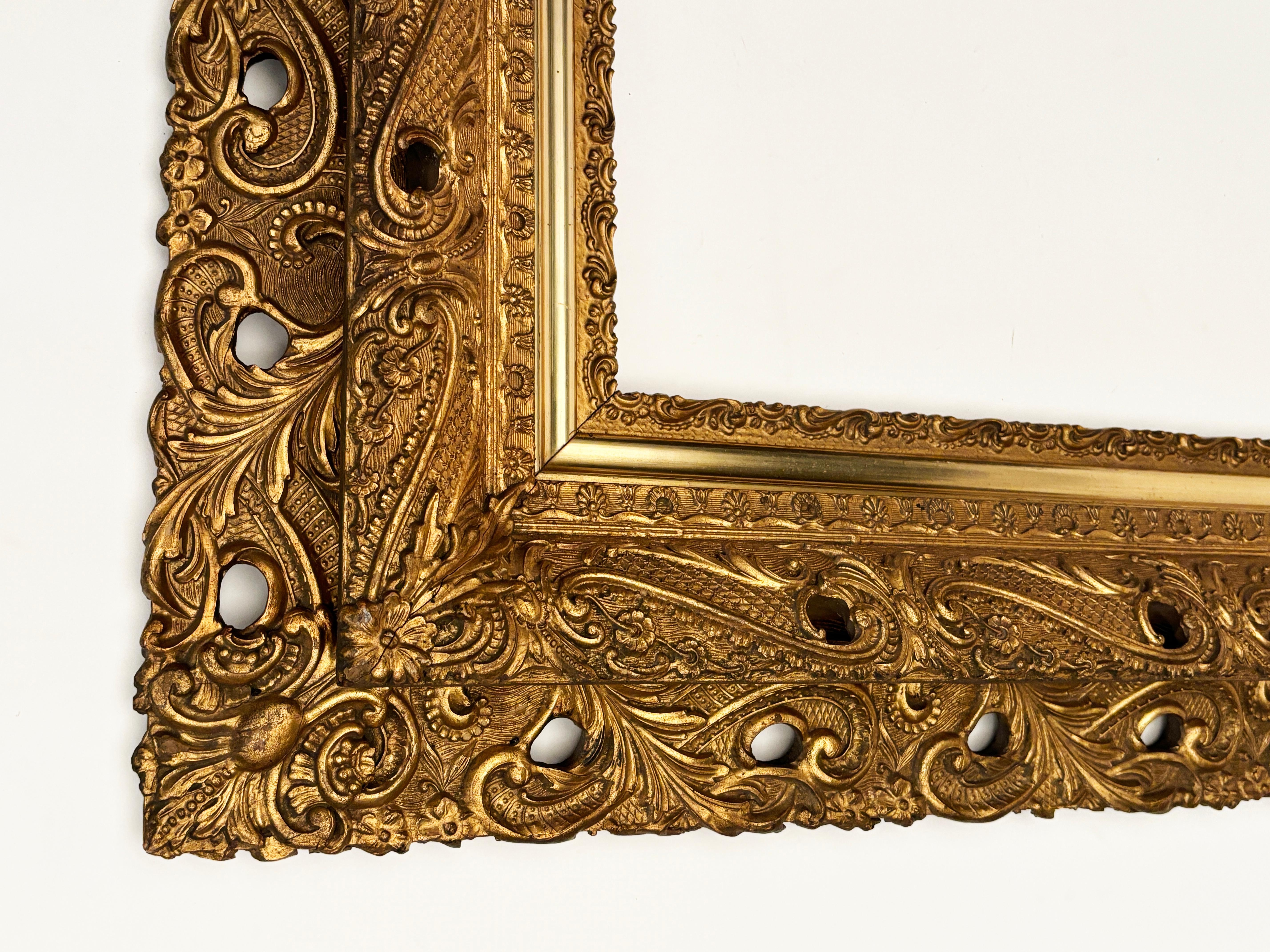 Early Victorian Early circa 19th Century Hand-carved Wooden Two Tier Continuous Frame For Sale