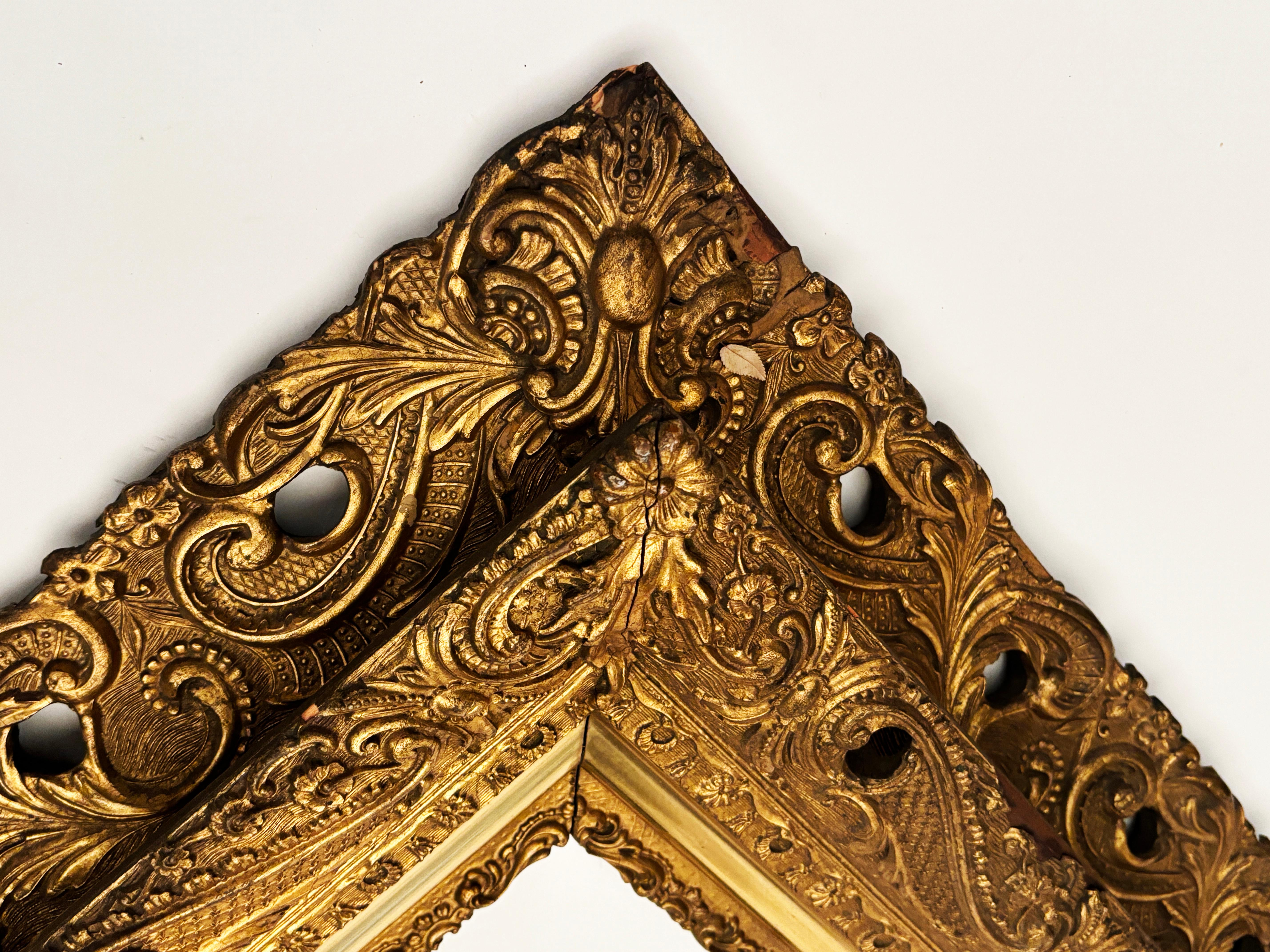 European Early circa 19th Century Hand-carved Wooden Two Tier Continuous Frame For Sale