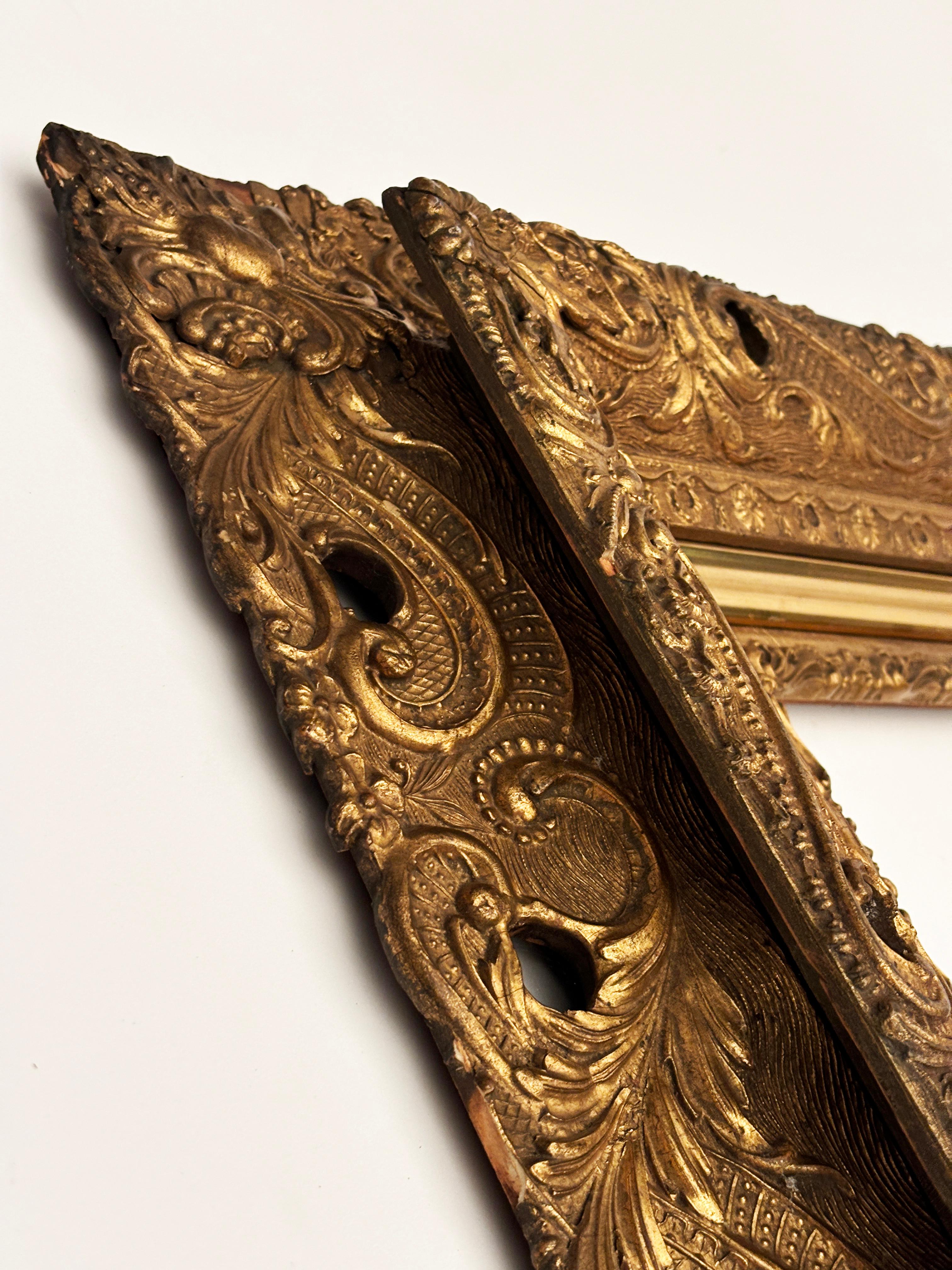 Hand-Carved Early circa 19th Century Hand-carved Wooden Two Tier Continuous Frame For Sale