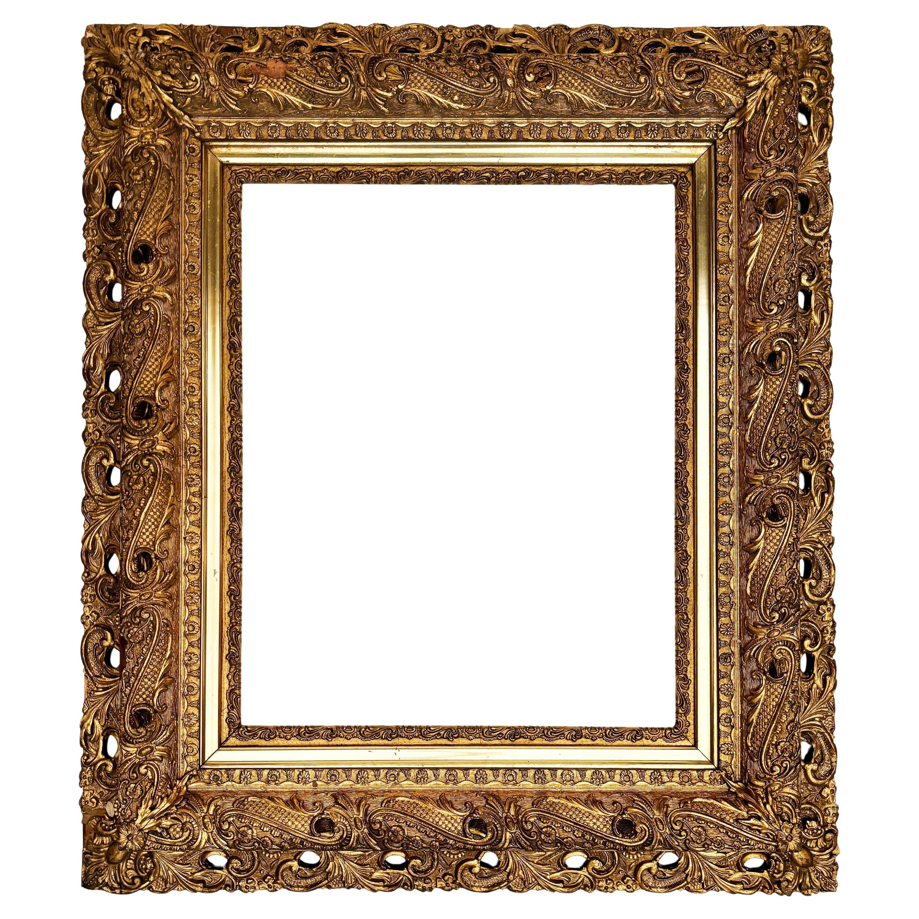 Early circa 19th Century Hand-carved Wooden Two Tier Continuous Frame For Sale