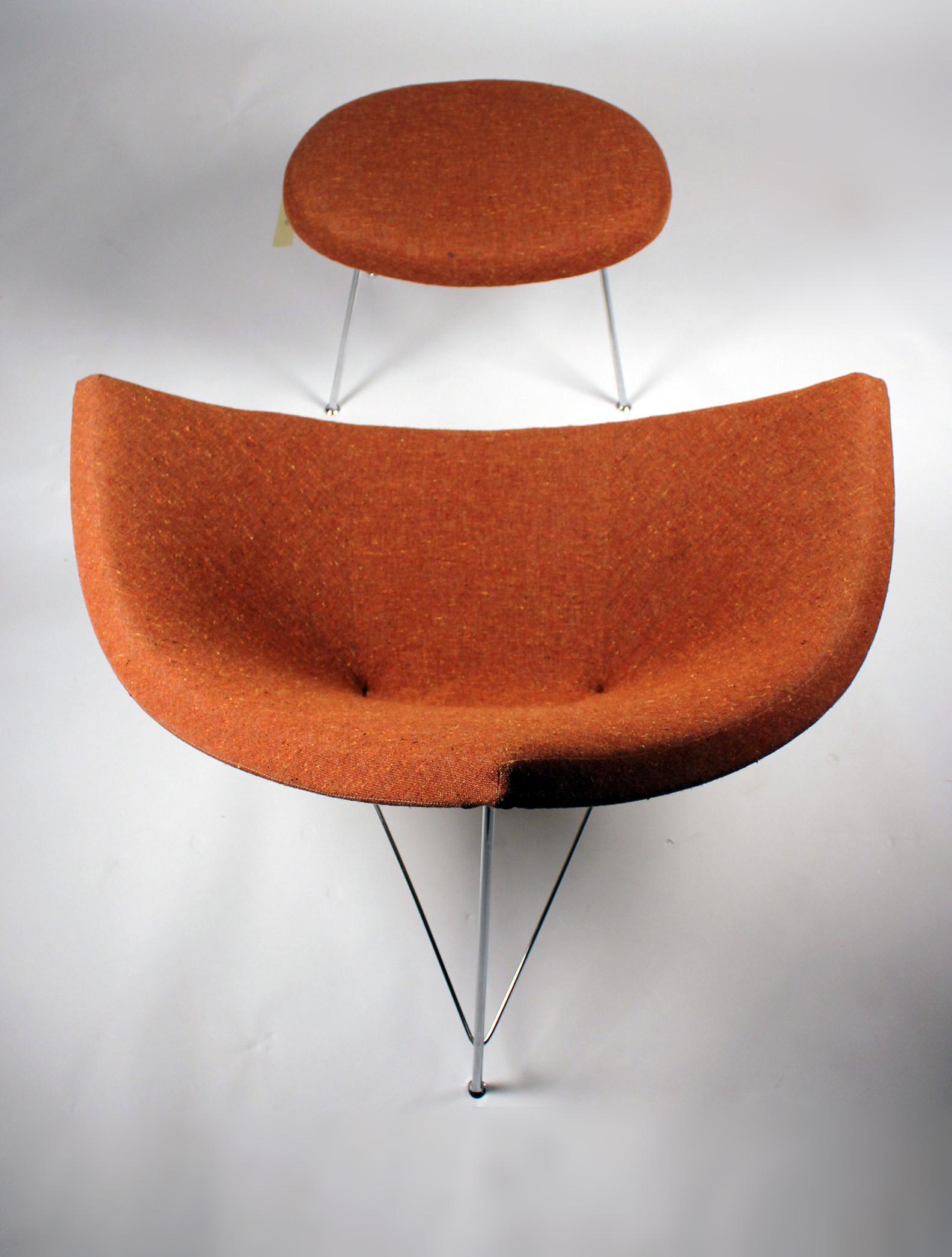 American Museum Quality Early Coconut Chair & Ottoman by George Nelson for Herman Miller