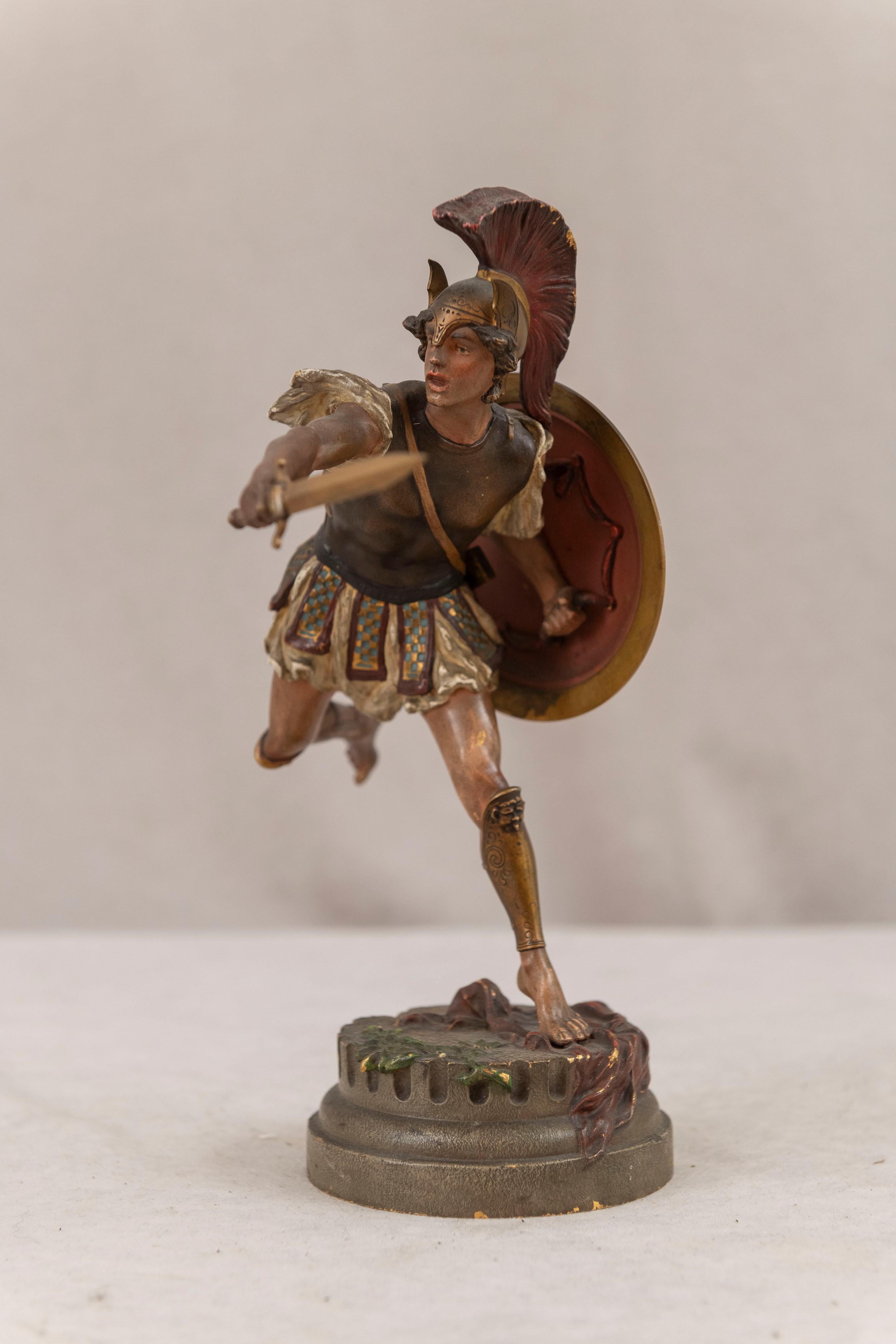  Cet exemple précoce de bonne taille, très détaillé, richement peint et très actif, est l'œuvre du maître du genre, Franz Bergmann. Autriche vers 1900. Monté sur un socle portant la marque de la fonderie Bergmann.
   Il s'agit du plus bel exemple de
