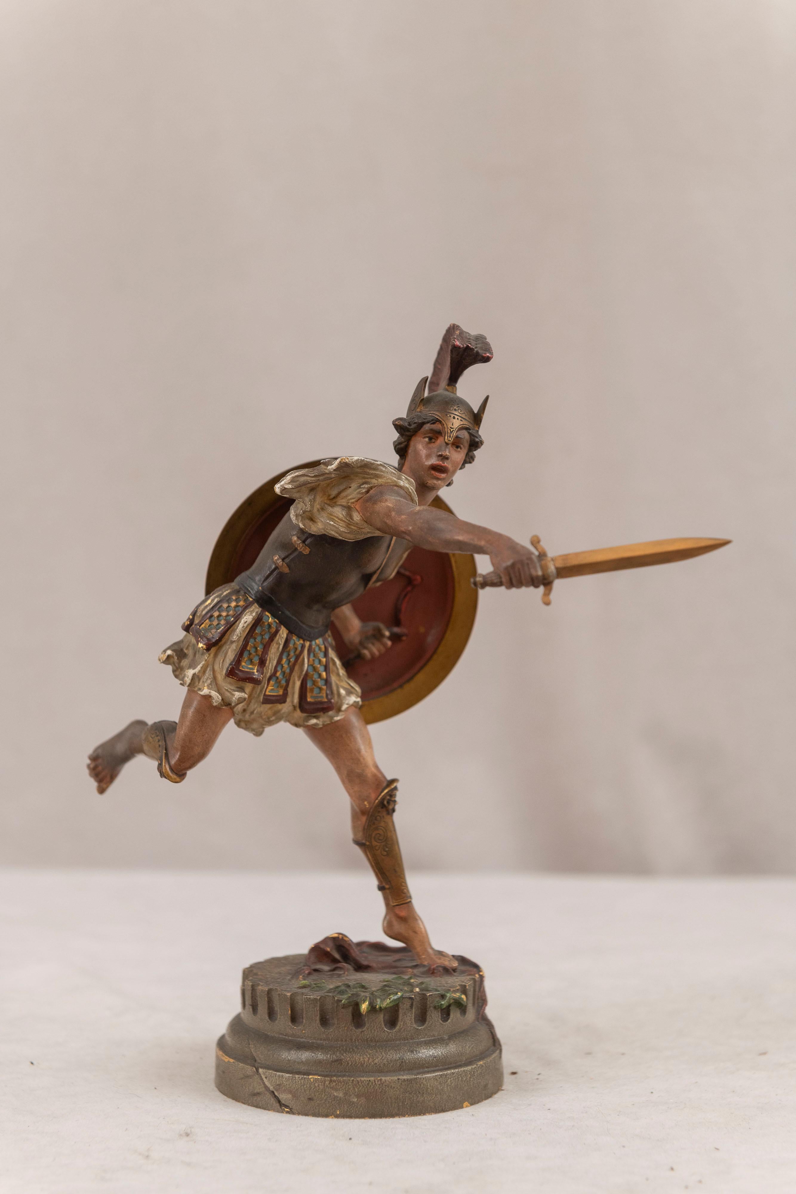 Autrichien Guerrier romain en bronze de Vienne peint à froid, par Bergmann Foundry, vers 1900 en vente