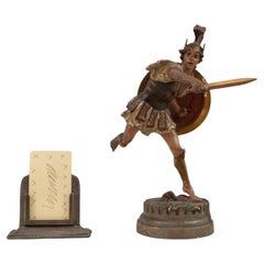 Early Cold Painted Vienna Bronze Roman Warrior, by Bergmann Foundry , ca.1900
