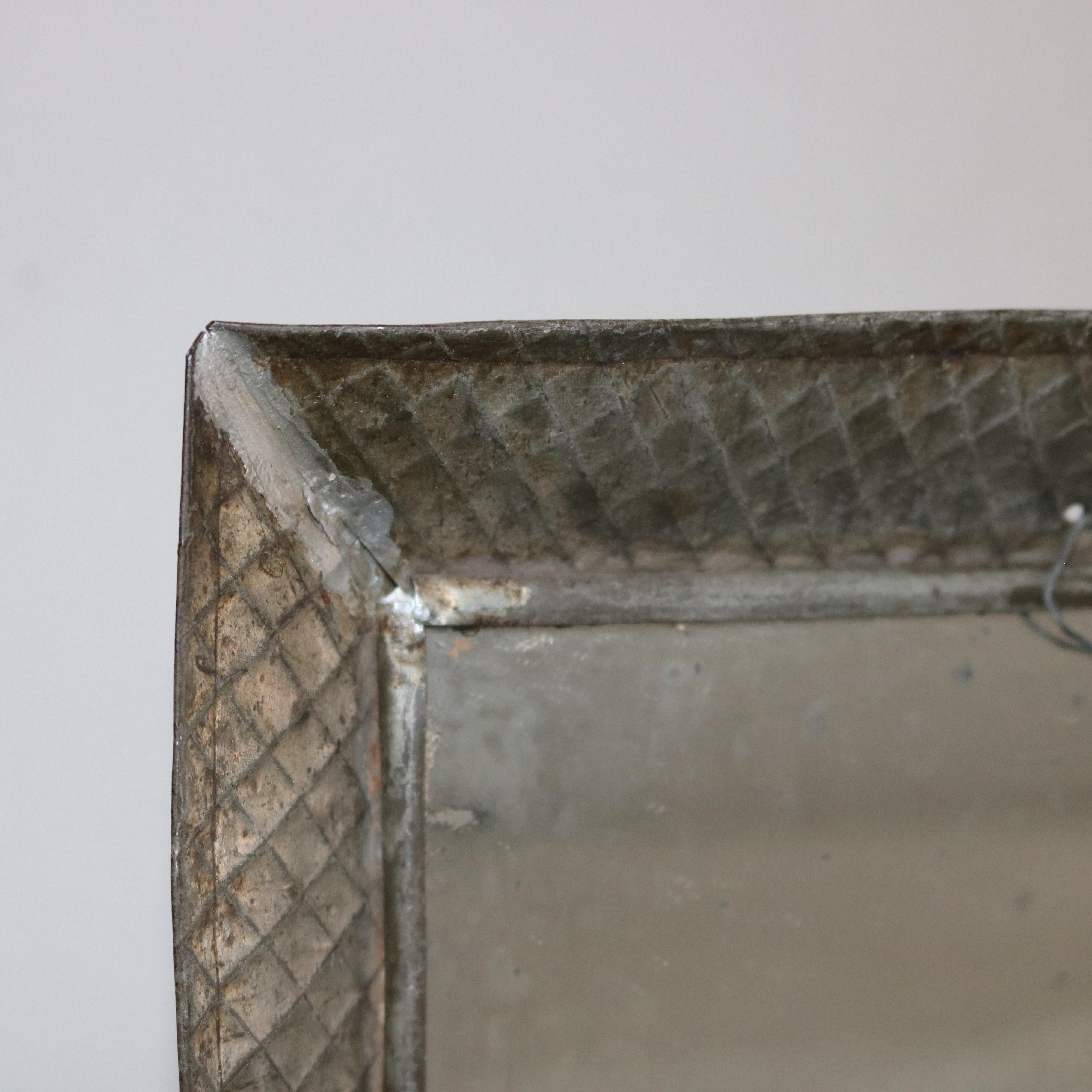 American Colonial Early Colonial Williamsburg Pressed Tin Mirrored Double Candle Wall Sconce