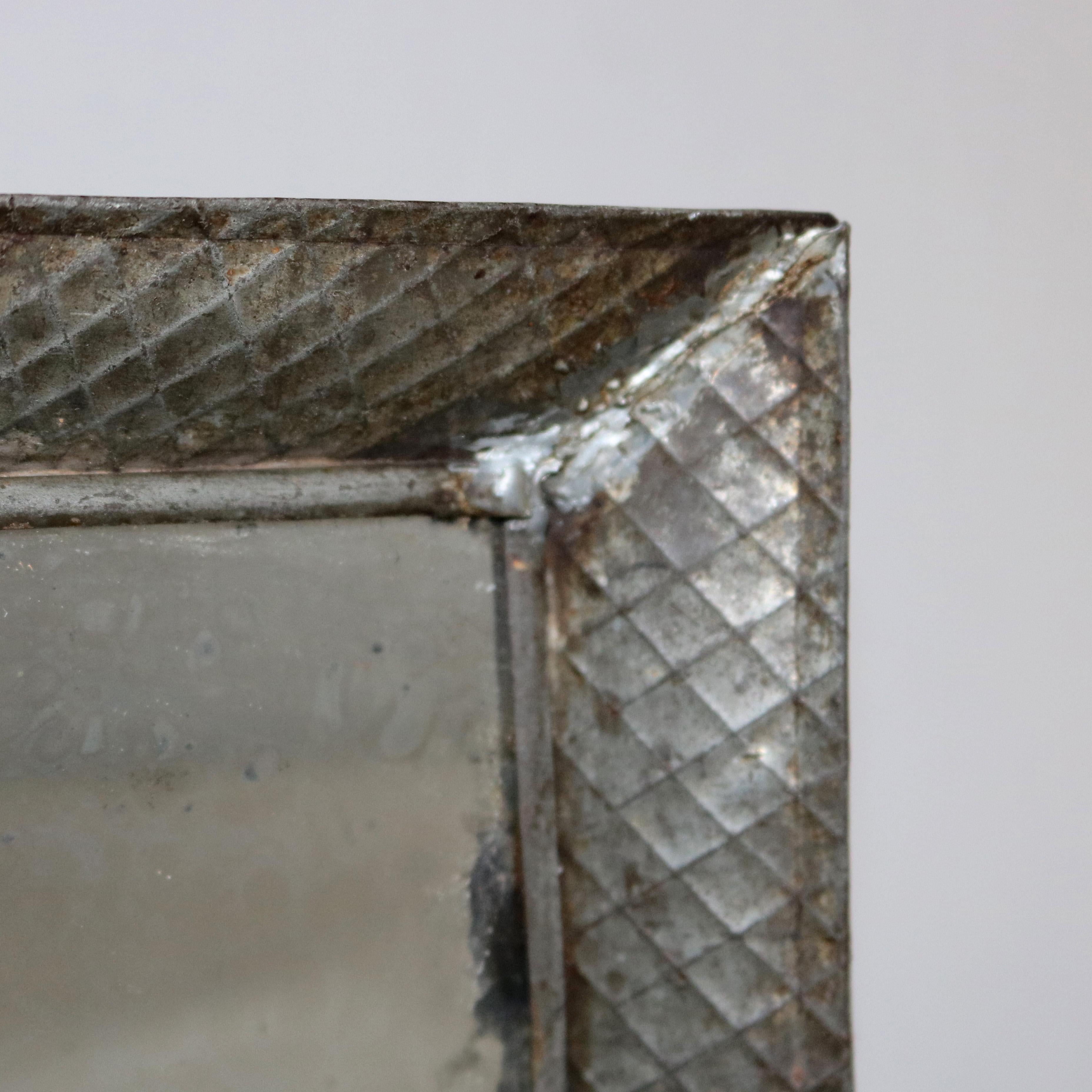 American Early Colonial Williamsburg Pressed Tin Mirrored Double Candle Wall Sconce