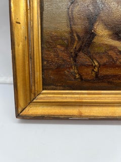 Pittura ad olio su tavola di un asino della prima Continental School - XIX secolo