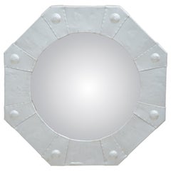 Vintage Silver Toleware Convex Mirror, British, 1950s, Original Plate