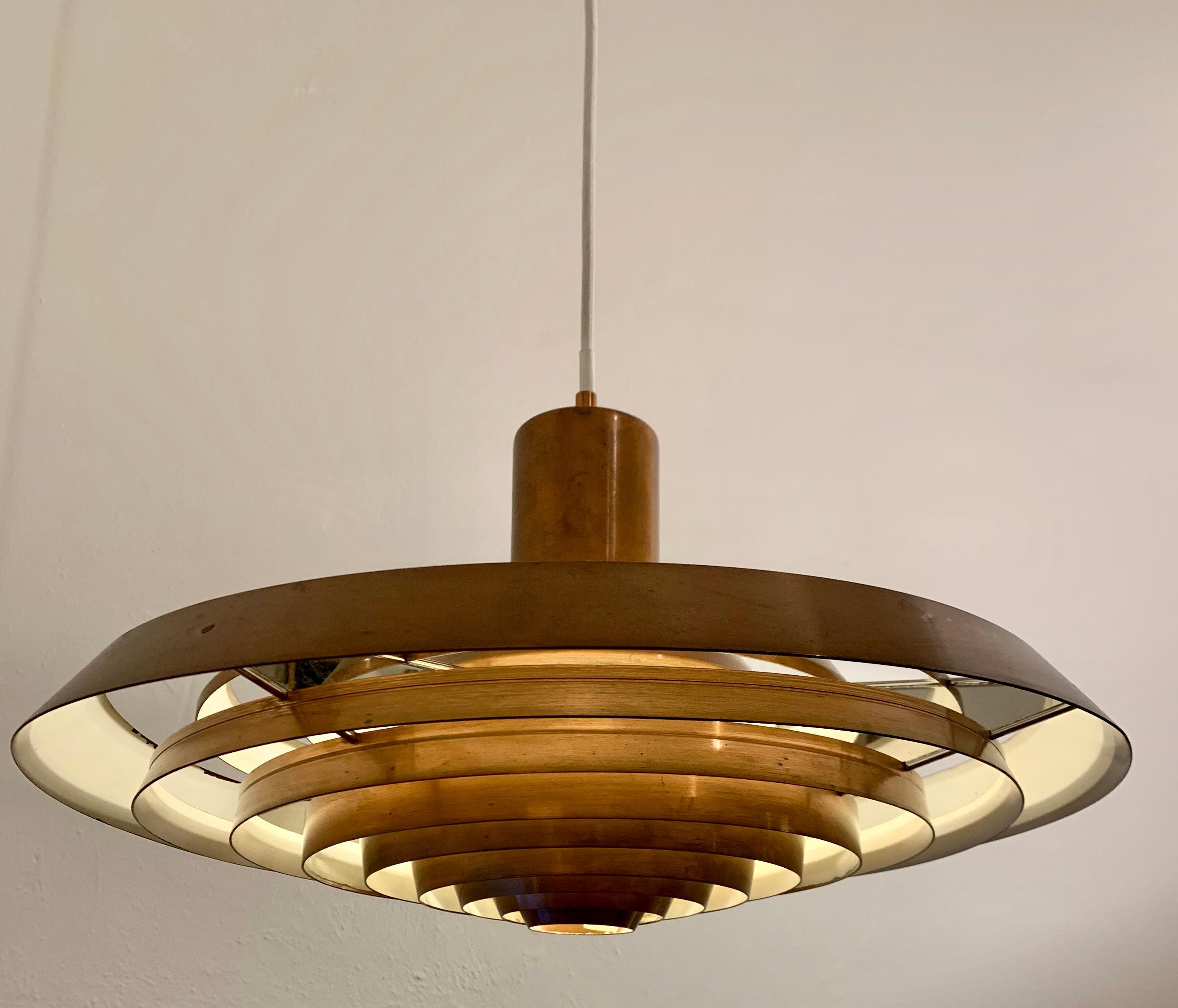 Scandinavian Modern Early Copper Poul Henningsen 'Langelinie' / 'Plate' Lamp by Louis Poulsen