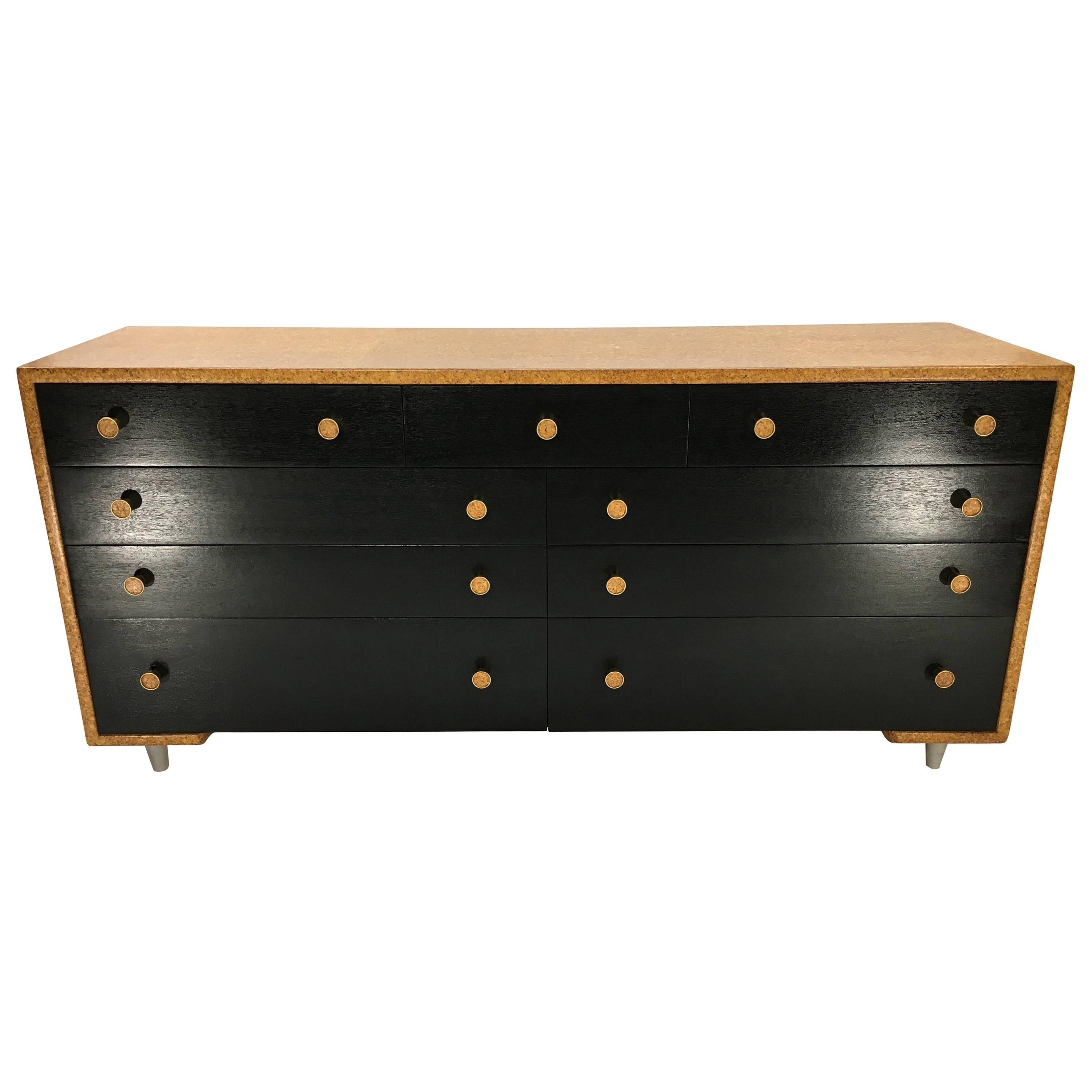Early Cork Clad Dresser by Paul Frankl for Johnson Furniture Company