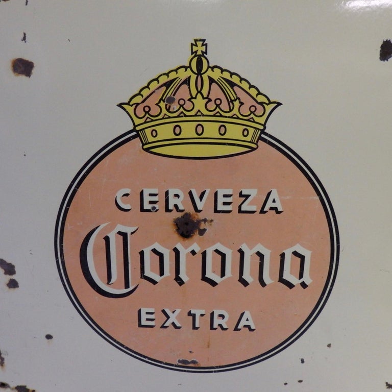 Early Corona Beer Porcelain Advertising Sign For Sale at 1stdibs