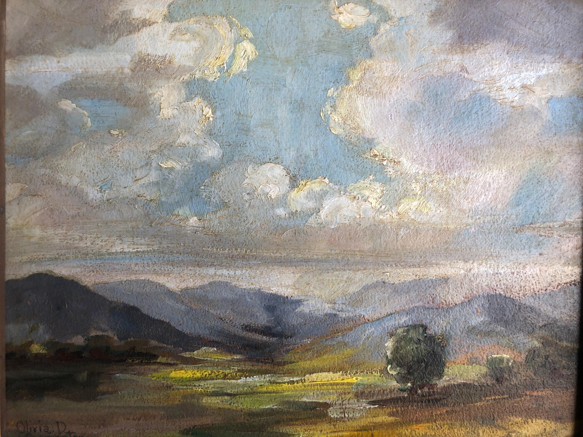 American Early Countryside Landscape Oil on Canvas Signed 