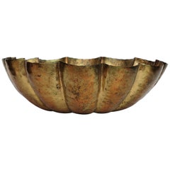 Antique California Craftsman Studio Hammered Copper Large Scallop Form Bowl