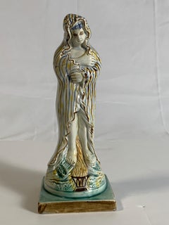 Early Creamware Figure of a Woman Personifying Winter Made in England circa 1790