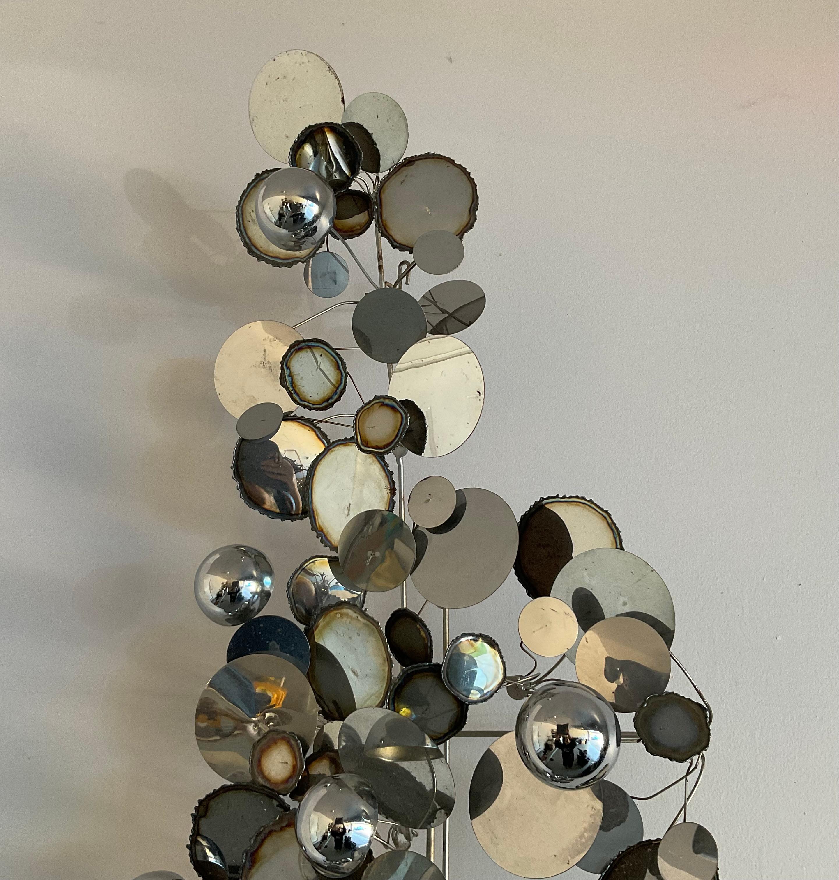 Mid-Century Modern Early Curtis Jere Chrome Raindrops Wall Sculpture circa 1970’s  For Sale