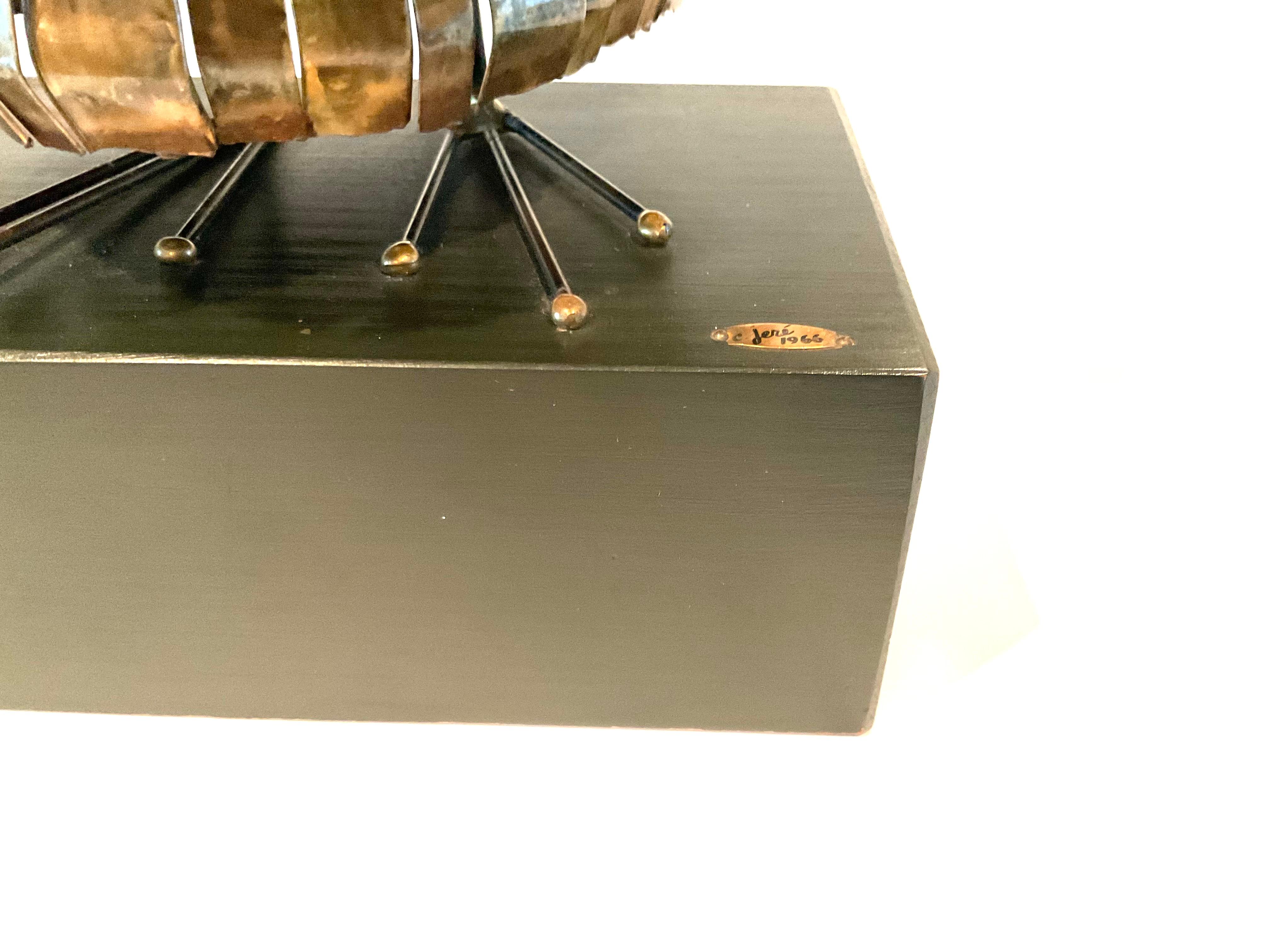 Mid-Century Modern Early Curtis Jere Large Owl Sculpture Signed and Dated 1966