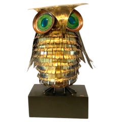 Early Curtis Jere Large Owl Sculpture Signed and Dated 1966