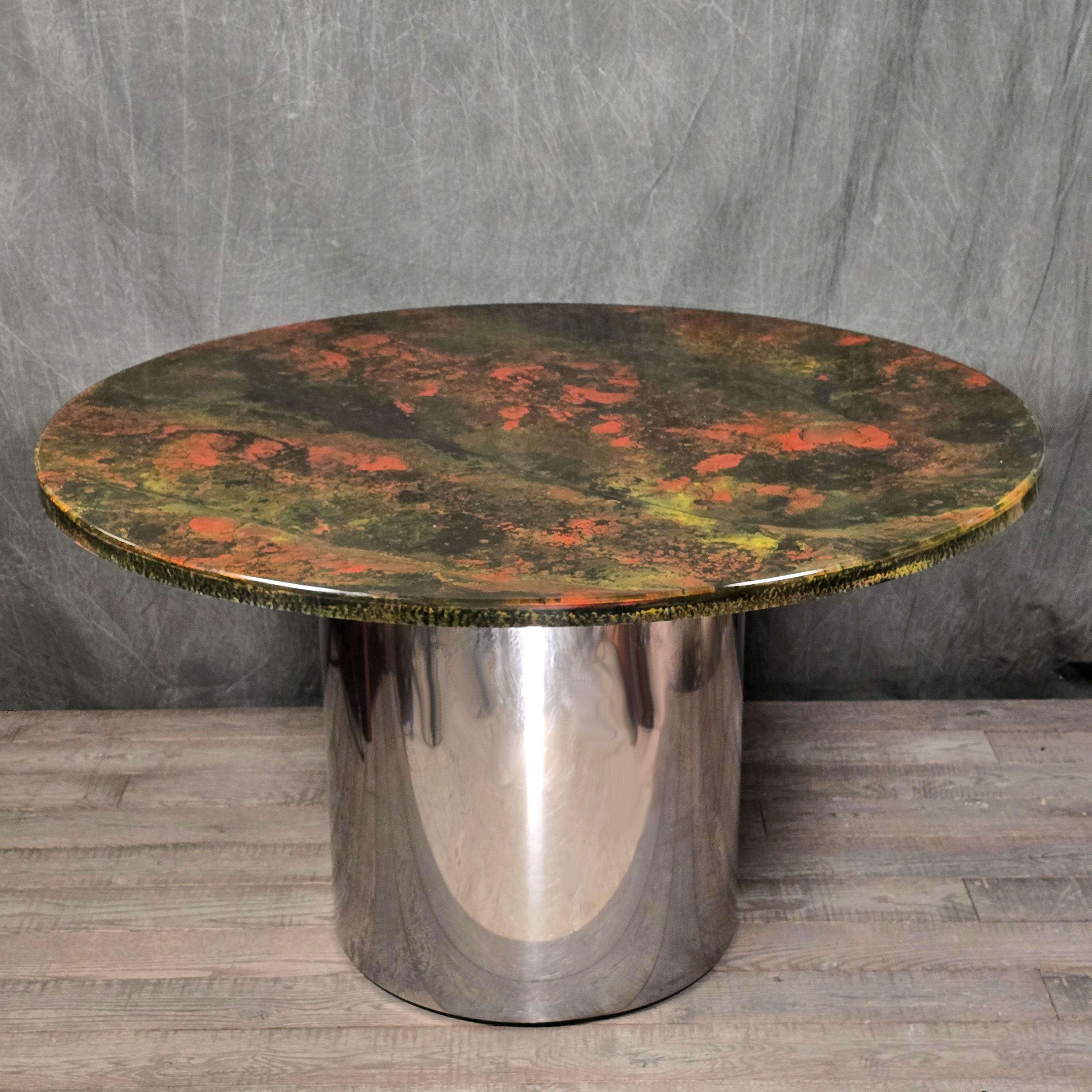 Mid-Century Modern Early Custom Pierre Giraudon Resin-and-Steel Dining Table For Sale