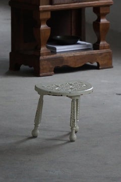 Early Danish 20th Century, Wooden Tripod Stool with Carved Details, 1930s