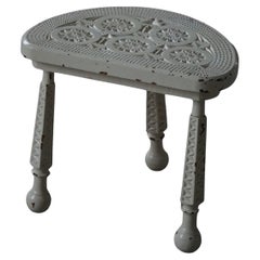 Antique Early Danish 20th Century, Wooden Tripod Stool with Carved Details, 1930s