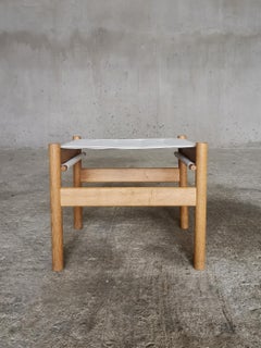 Taburete danés antiguo Hans Bølling de roble Asiento de lona acolchado, para Torben Ørskov Años 60