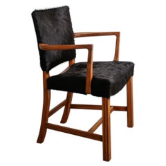 Early Danish Mid Century Wooden "Red Chair" by Kaare Klint in Pony Hair, 1930s