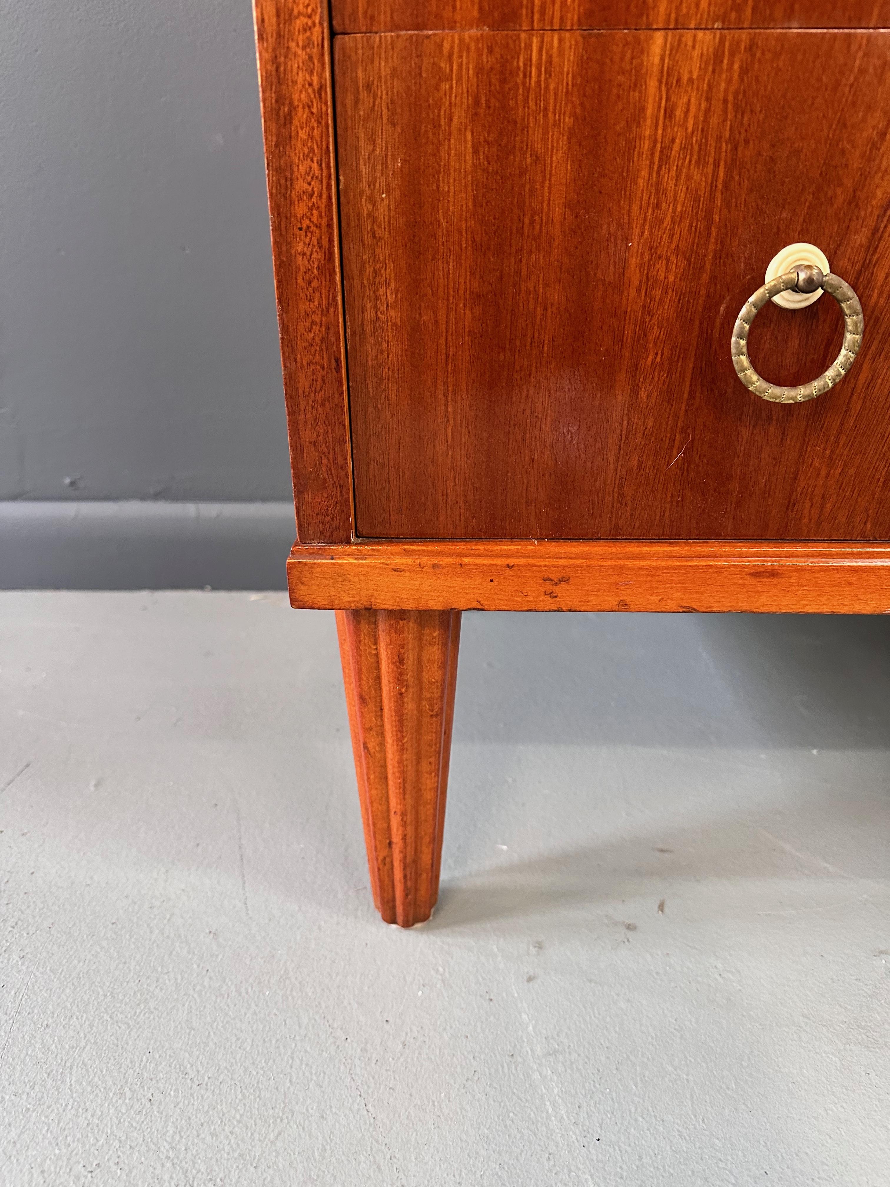 Early Danish Roll Top Desk with Fluted Legs in Booked Matched Veneer Mid Century For Sale 2