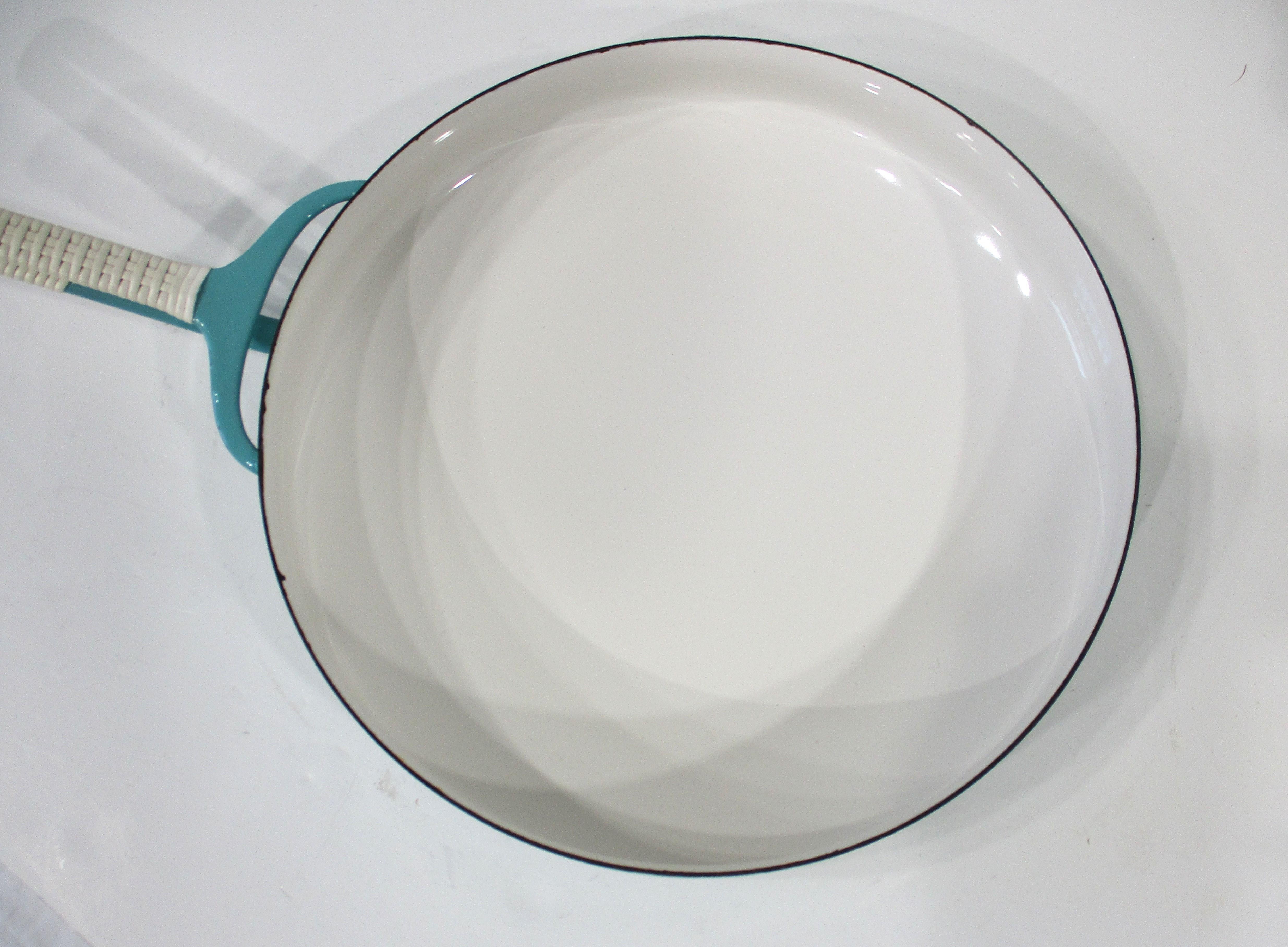 Enamel Early Dansk Koben Style Sauté Pan by Jens Quistgaard Denmark For Sale
